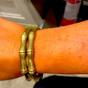 2 bamboo bangles with spring opening